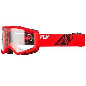 Fly Racing Focus rot-schwarze Motocrossbrille mit klarem Plexiglas