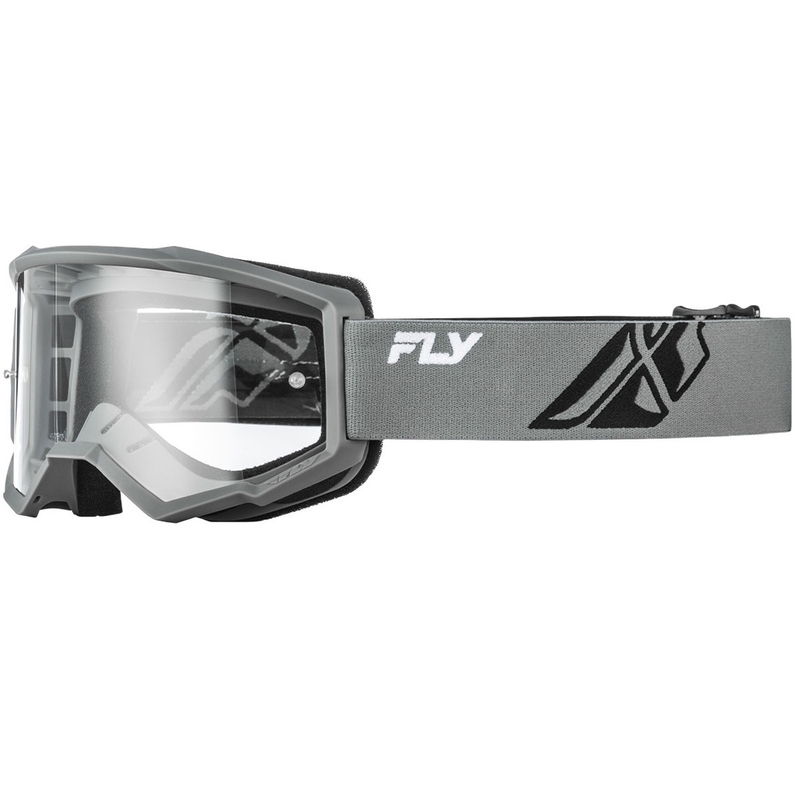 Fly Racing Focus grau-schwarz II Motocrossbrille mit klarem Plexiglas