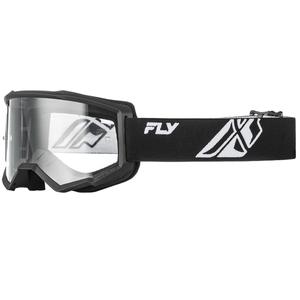 FLY Racing Focus Kinder Motocrossbrille schwarz-weiß mit klarem Plexiglas