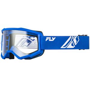 FLY Racing Focus Kinder Motocrossbrille blau-weiß mit klarem Plexiglas