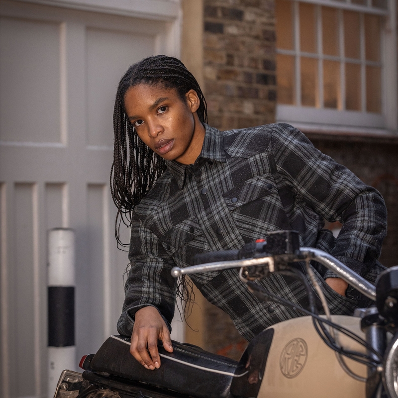Damen-Motorradshirt Oxford Kickback 3.0, grau