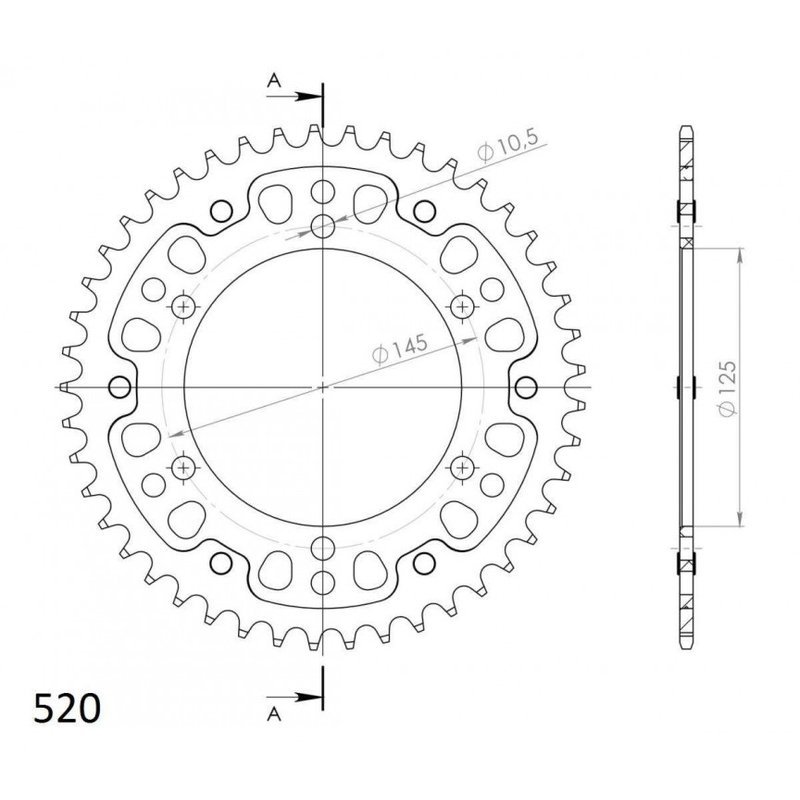 Ketten Rad SUPERSPROX STEALTH gold 52T, 525
