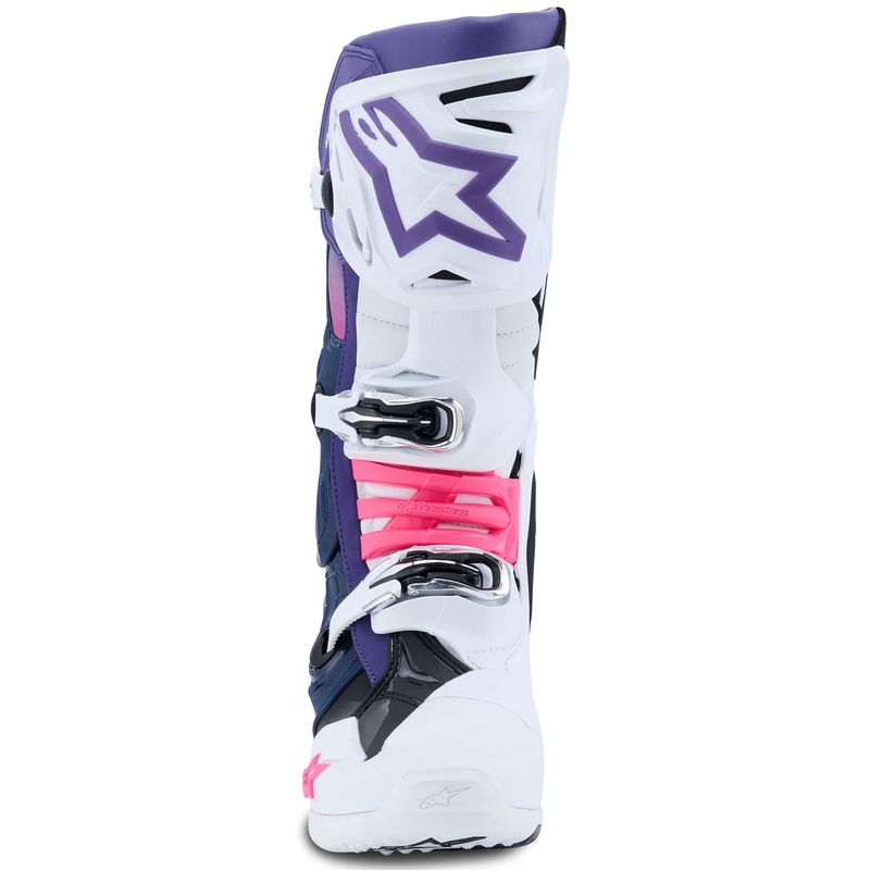 Alpinestars Tech 10 Motorradstiefel weiß-lila-blau-fluo pink