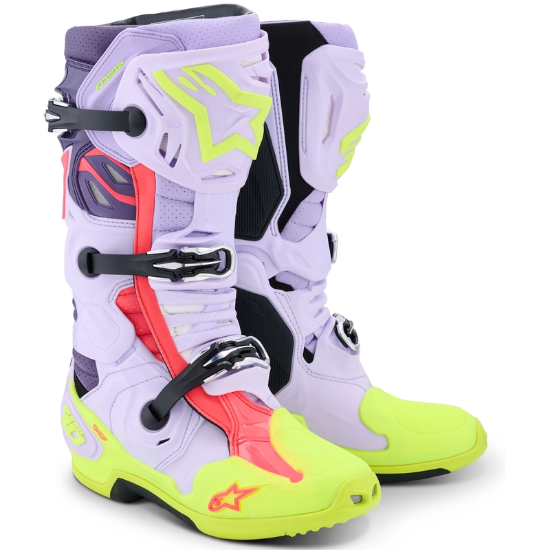 Motorradstiefel Alpinestars Tech 10 Supervented Lila-Fluo Gelb-Pink