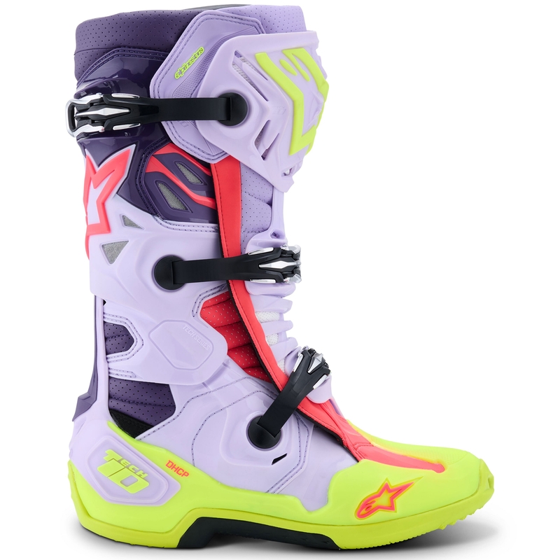 Motorradstiefel Alpinestars Tech 10 Supervented Lila-Fluo Gelb-Pink