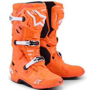Alpinestars Tech 10 Supervented Motorradstiefel fluo orange-schwarz-weiß