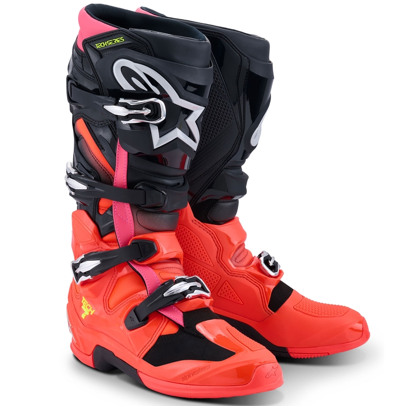Alpinestars Tech 7 Motorradstiefel schwarz-fluo rot-fluo pink