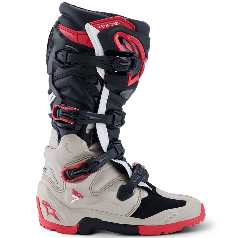 Motorradstiefel Alpinestars Tech 7 Enduro Schwarz-Hellgrau-Rot