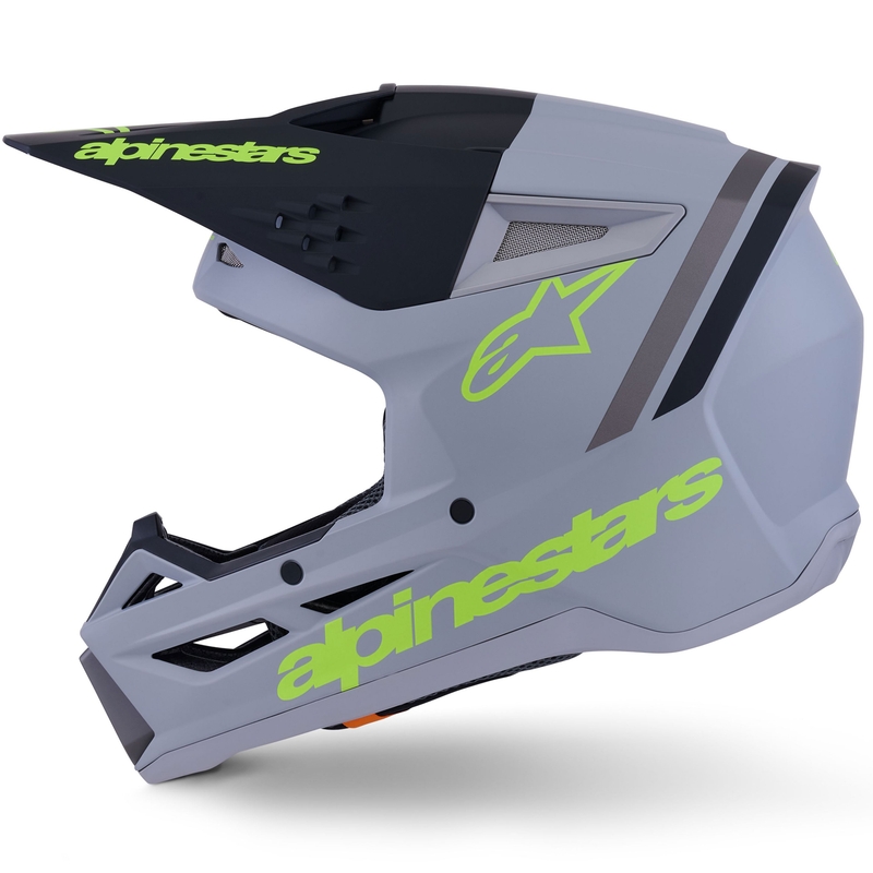 Alpinestars S-M3 Radium Motocross-Helm, mattgrau-fluoreszierend gelb-schwarz