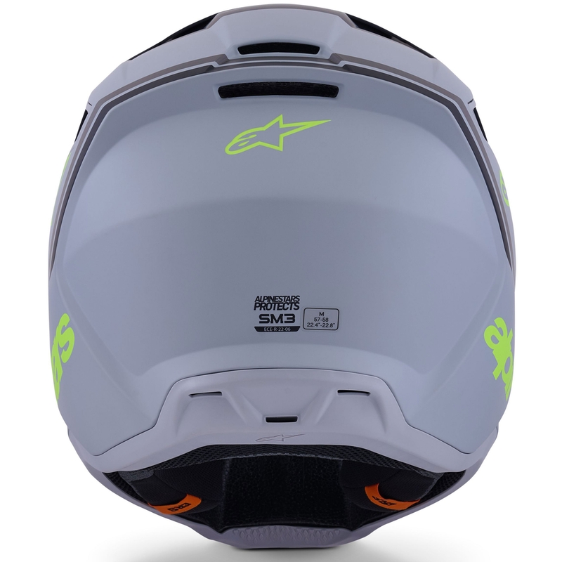 Alpinestars S-M3 Radium Motocross-Helm, mattgrau-fluoreszierend gelb-schwarz