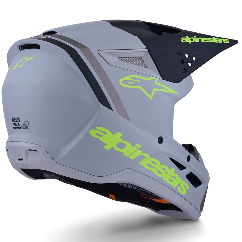 Alpinestars S-M3 Radium Motocross-Helm, mattgrau-fluoreszierend gelb-schwarz