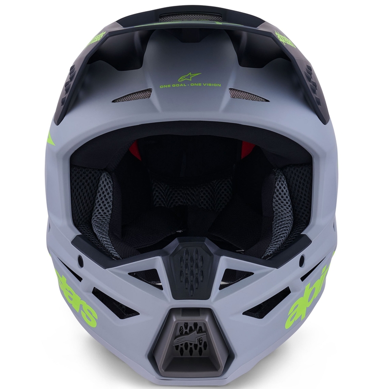 Alpinestars S-M3 Radium Motocross-Helm, mattgrau-fluoreszierend gelb-schwarz