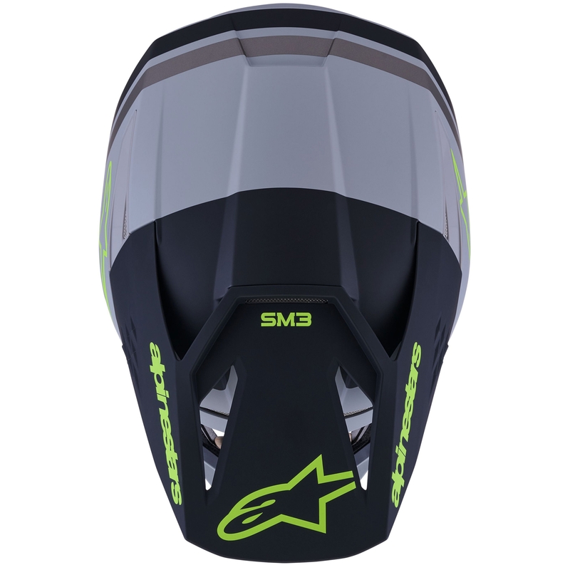 Alpinestars S-M3 Radium Motocross-Helm, mattgrau-fluoreszierend gelb-schwarz