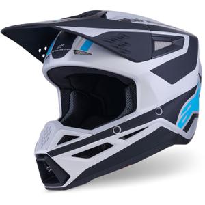 Alpinestars S-M3 Heat Motocrosshelm silber-blau-schwarz matt
