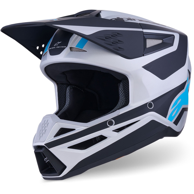Alpinestars S-M3 Heat Motocrosshelm silber-blau-schwarz matt