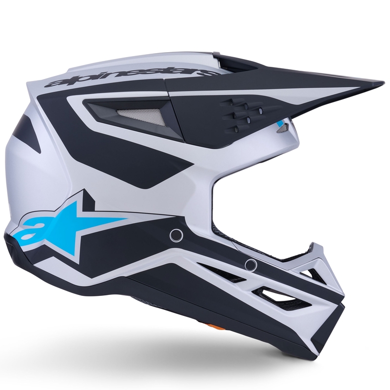 Alpinestars S-M3 Heat Motocrosshelm silber-blau-schwarz matt