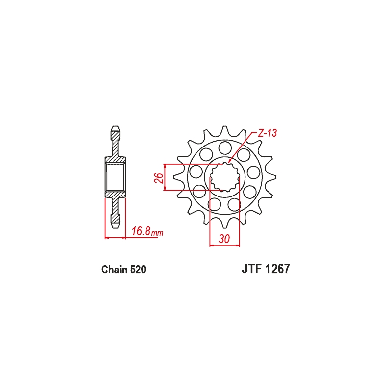 Ritzel JT 16T, 520 rubber cushioned