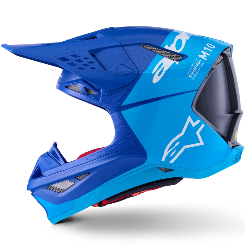 Alpinestars Supertech S-M10 Flood Motocrosshelm blau perl-hellblau-schwarz-carbon-matt-glänzend