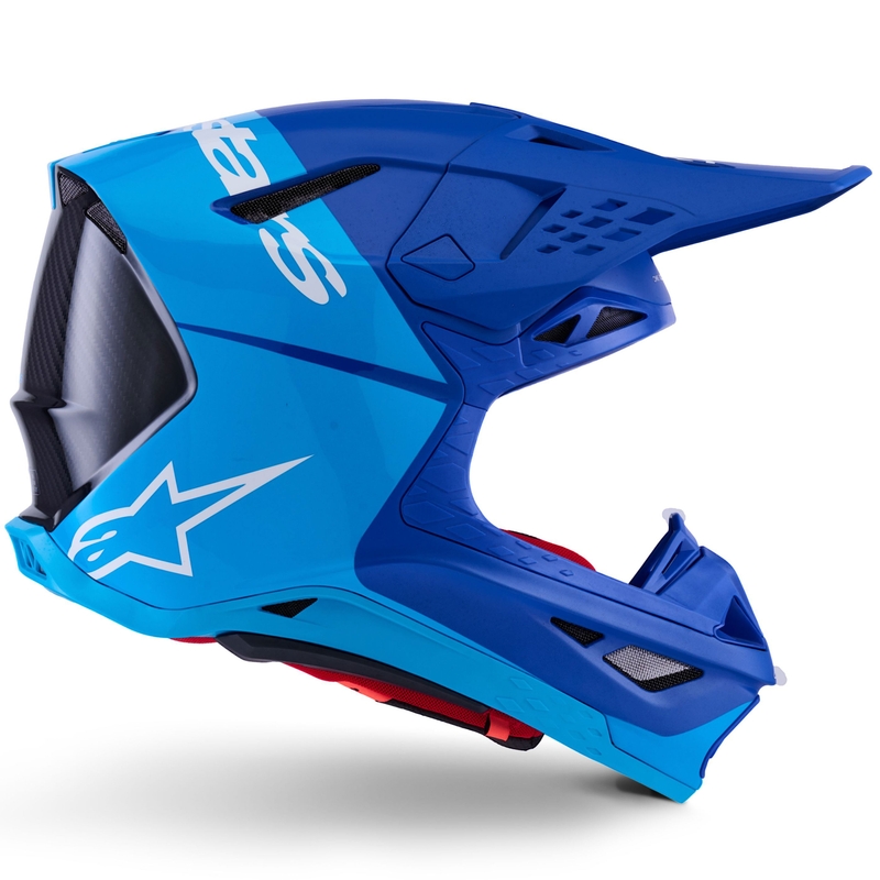 Alpinestars Supertech S-M10 Flood Motocrosshelm blau perl-hellblau-schwarz-carbon-matt-glänzend