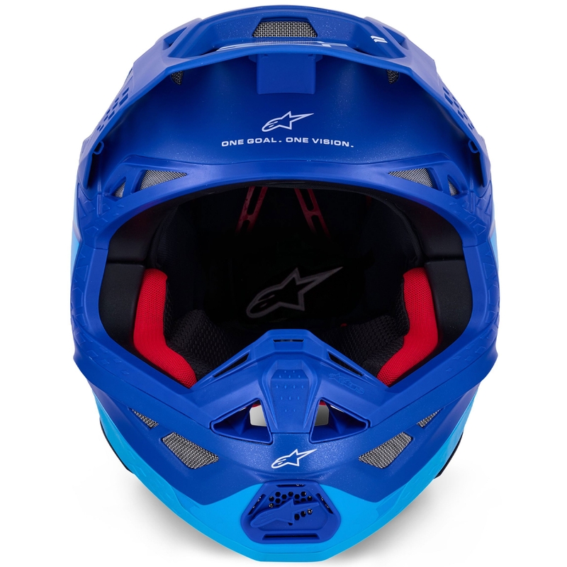 Alpinestars Supertech S-M10 Flood Motocrosshelm blau perl-hellblau-schwarz-carbon-matt-glänzend