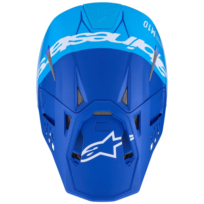 Alpinestars Supertech S-M10 Flood Motocrosshelm blau perl-hellblau-schwarz-carbon-matt-glänzend