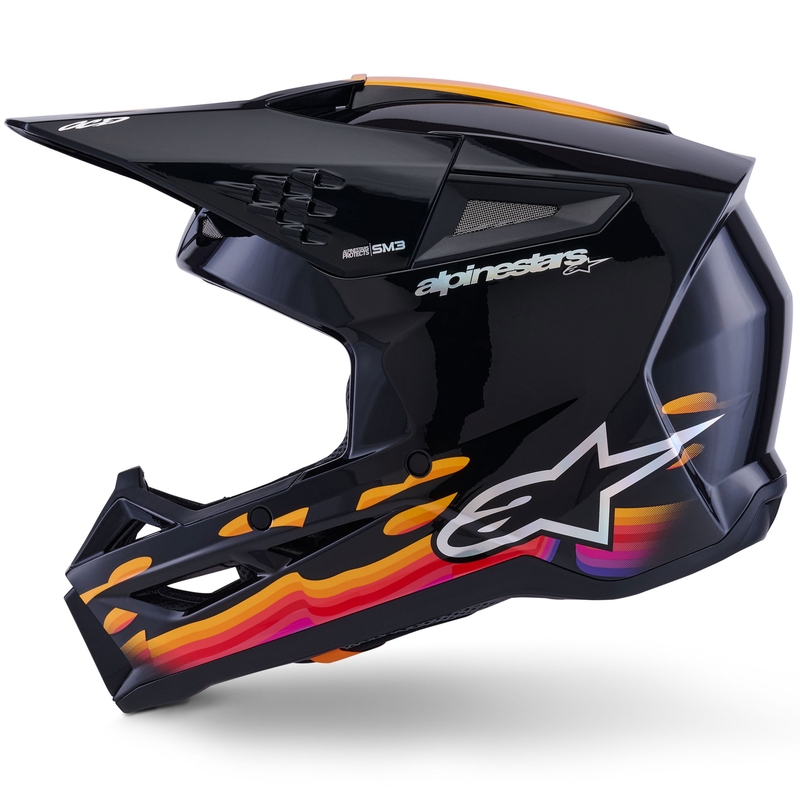 Alpinestars S-M3 Force Motocrosshelm Schwarz-Gelb-Rot-Weiß