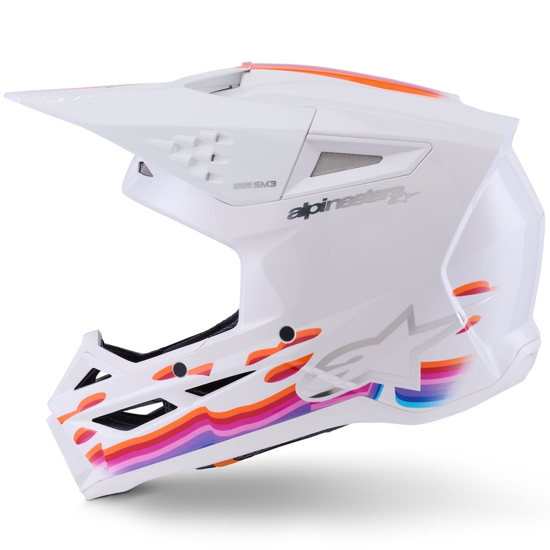 Alpinestars S-M3 Force Motocrosshelm weiß-gelb-pink-lila