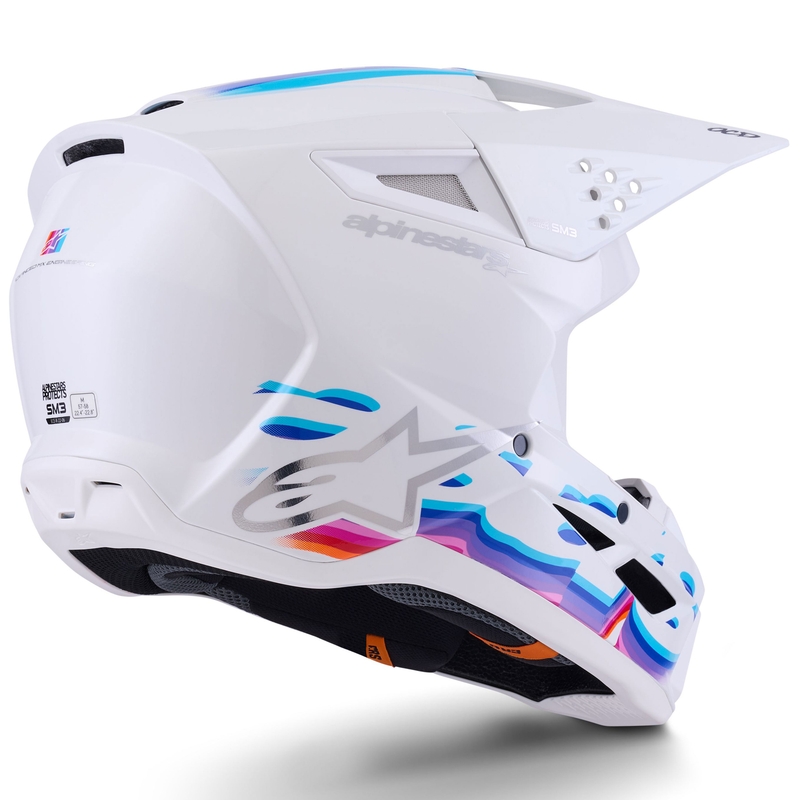Alpinestars S-M3 Force Motocrosshelm weiß-gelb-pink-lila