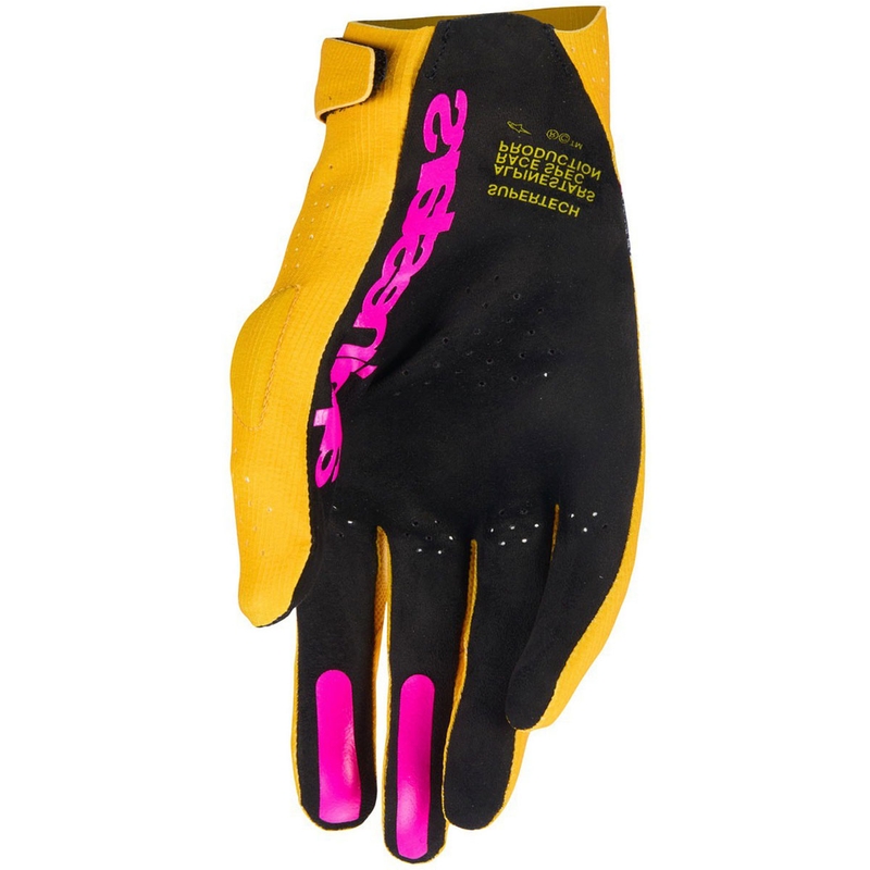 Alpinestars Supertech MX Motocross-Handschuhe gold-schwarz-neonpink