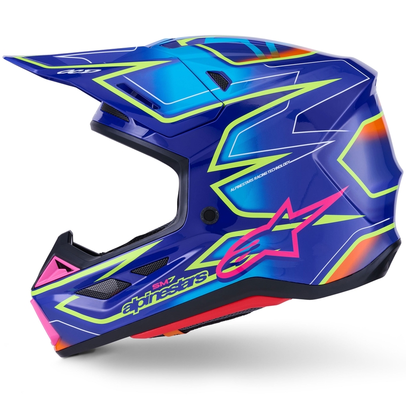 Alpinestars SM7 Cast Motocrosshelm blau-pink-fluo gelb