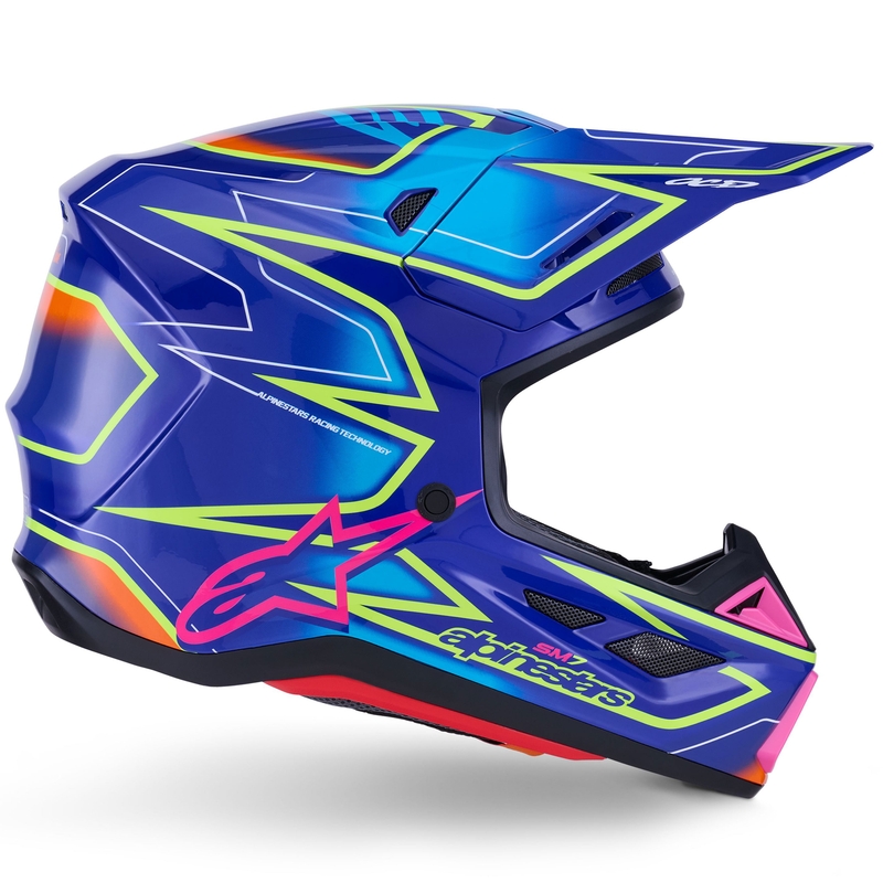 Alpinestars SM7 Cast Motocrosshelm blau-pink-fluo gelb