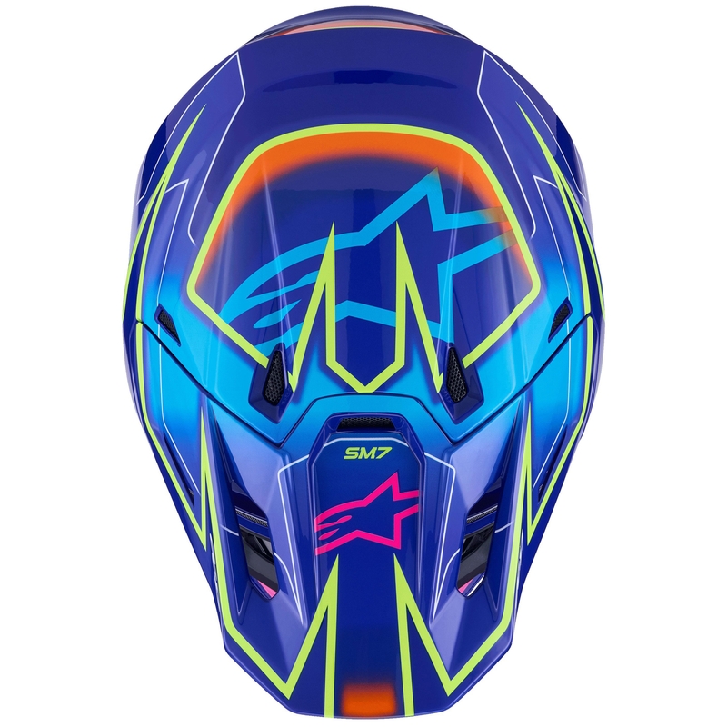 Alpinestars SM7 Cast Motocrosshelm blau-pink-fluo gelb