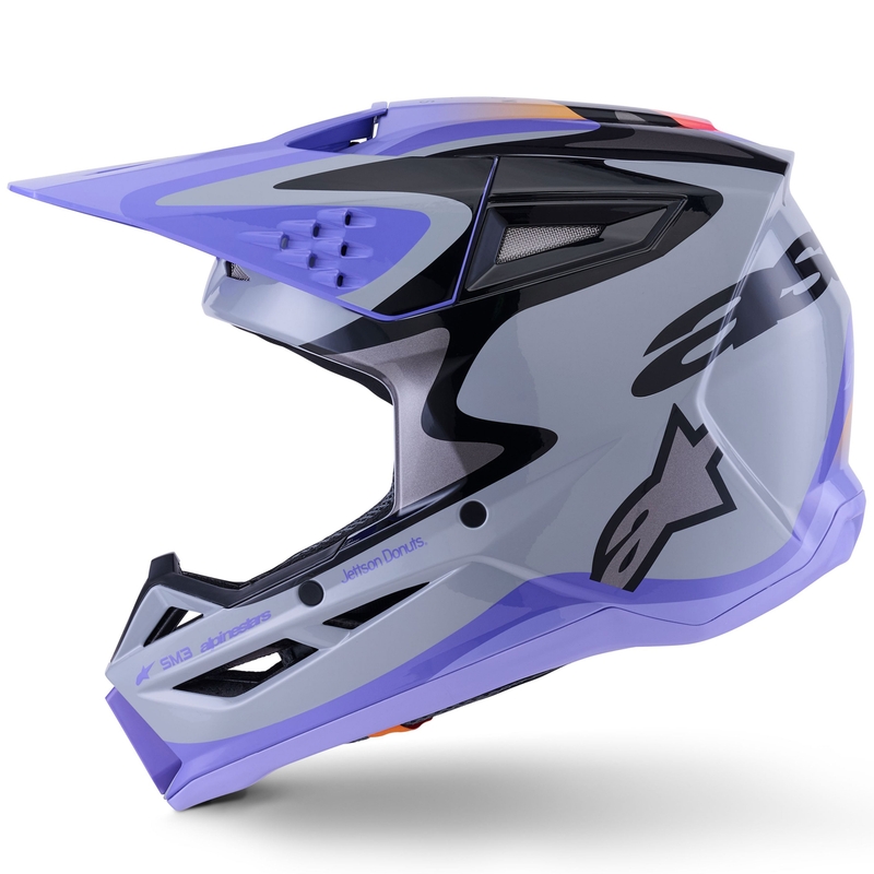 Alpinestars S-M3 JETT LAWRENCE Edition Motocrosshelm grau-lila-schwarz