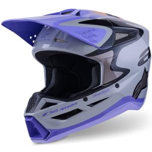 Alpinestars S-M3 JETT LAWRENCE Edition Motocrosshelm grau-lila-schwarz