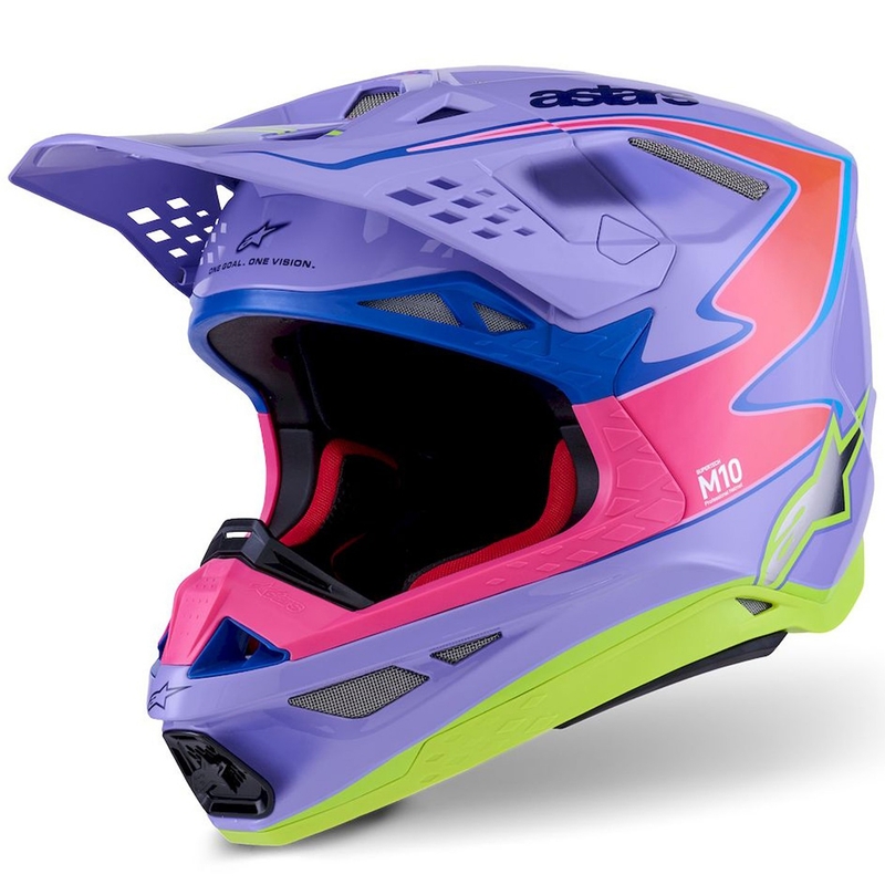 Alpinestars S-M10 JETT LAWRENCE R01 Motocrosshelm lila-fluo pink-fluo gelb