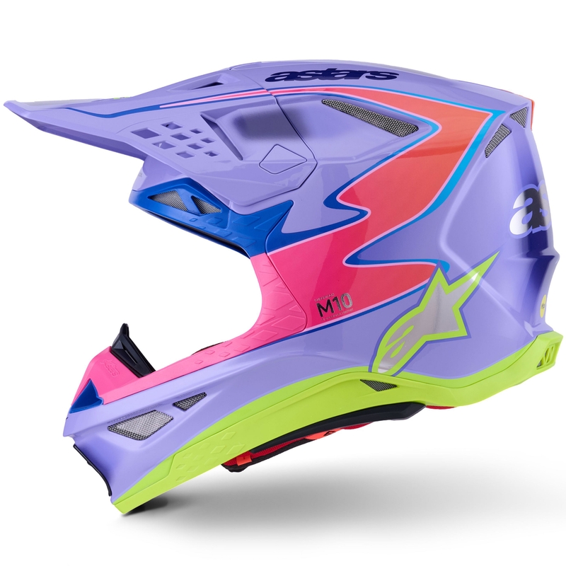 Alpinestars S-M10 JETT LAWRENCE R01 Motocrosshelm lila-fluo pink-fluo gelb