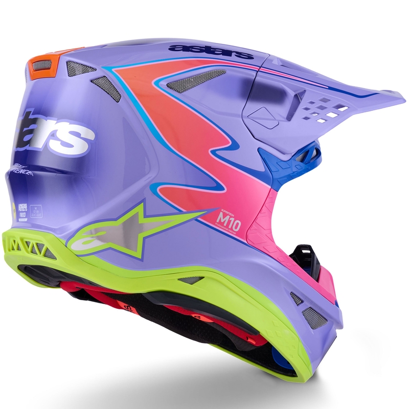 Alpinestars S-M10 JETT LAWRENCE R01 Motocrosshelm lila-fluo pink-fluo gelb
