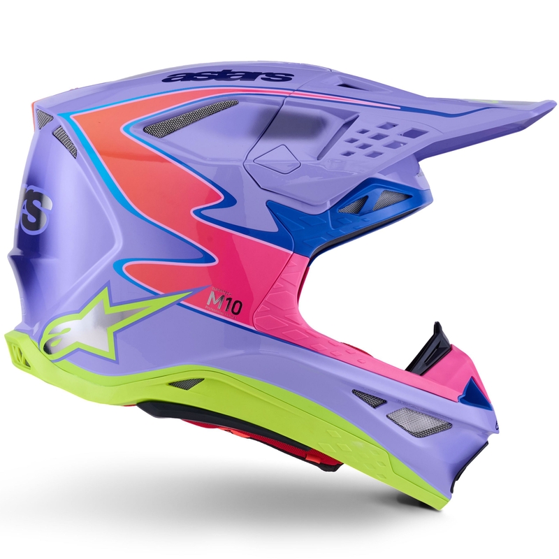 Alpinestars S-M10 JETT LAWRENCE R01 Motocrosshelm lila-fluo pink-fluo gelb