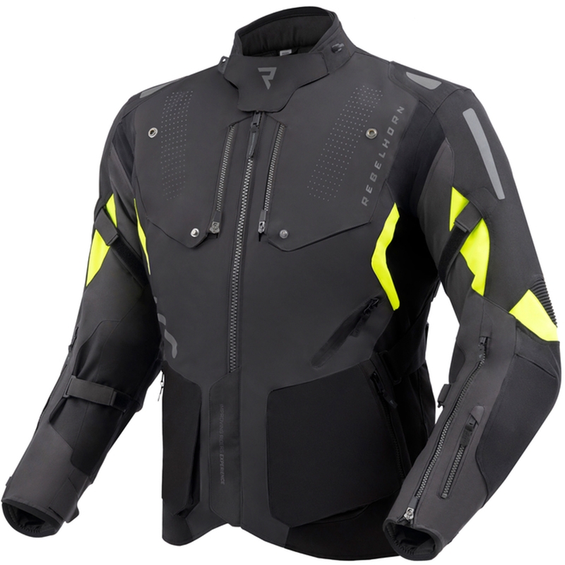 Motorradjacke Rebelhorn Hiker IV schwarz-anthrazit-fluogelb