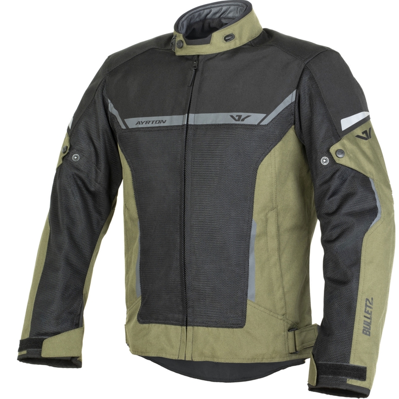 Motorradjacke Ayrton Bullet II Flow dunkelgrün-grau-schwarz