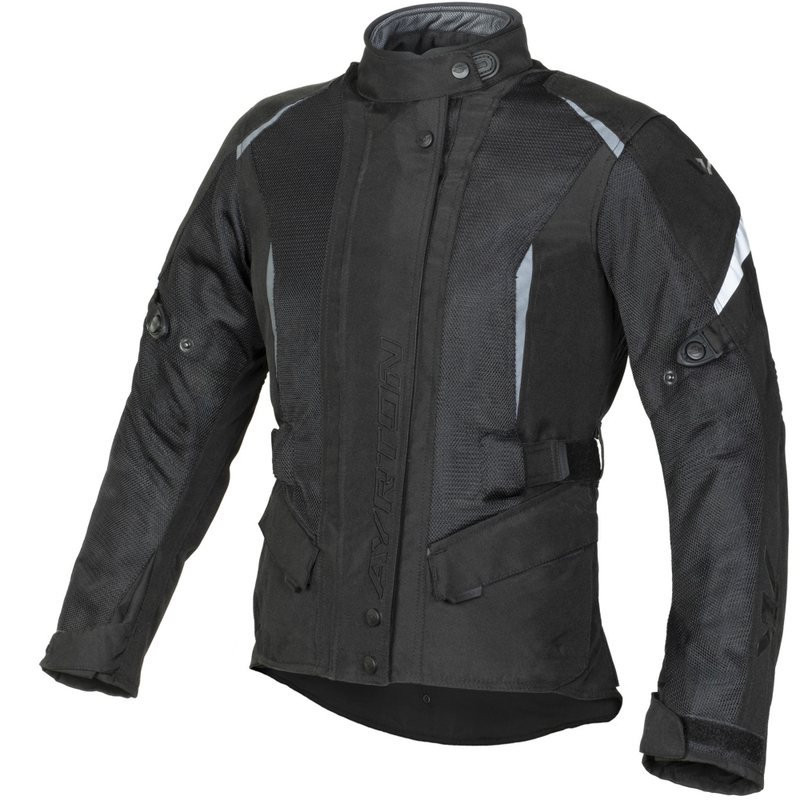 Damen-Motorradjacke Ayrton Teressa II Flow schwarz-grau