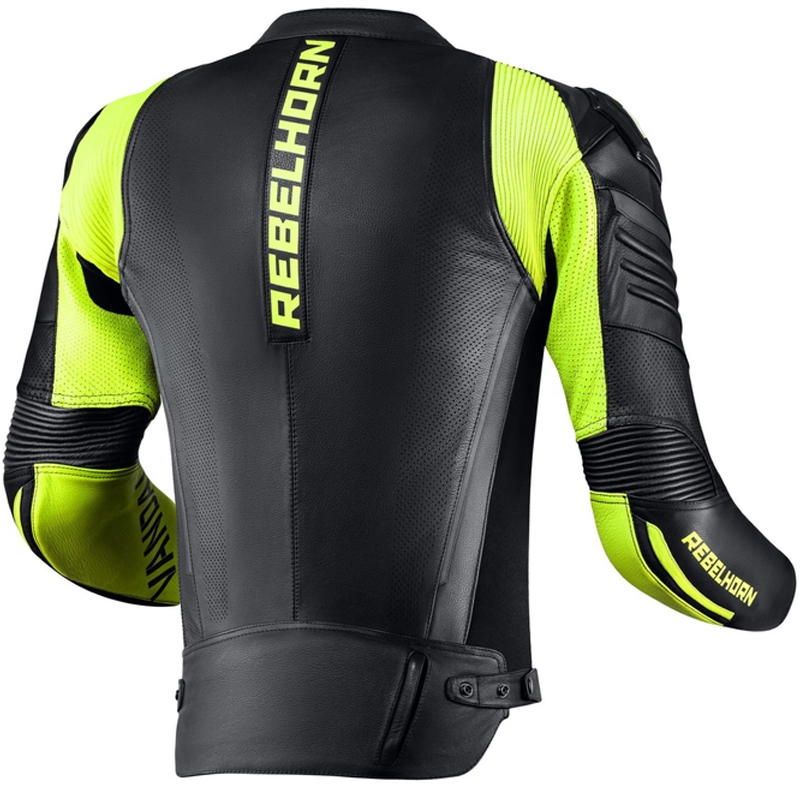 Rebelhorn Vandal Schwarz-Fluo Gelb Leder Motorradjacke Ausverkauf