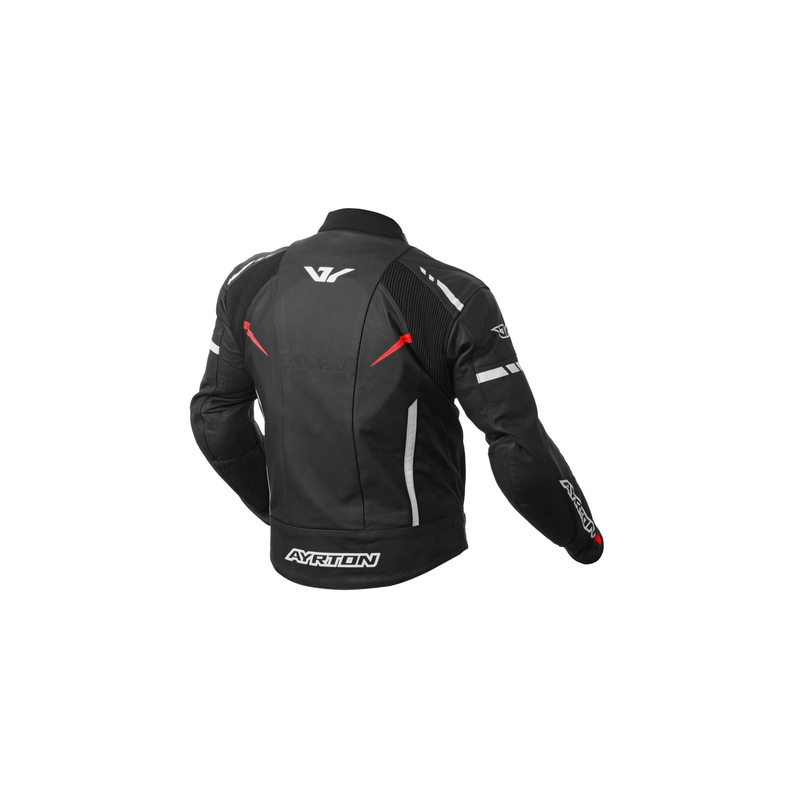 Ayrton Raptor schwarz-weiß-fluorrote Motorradjacke Ausverkauf