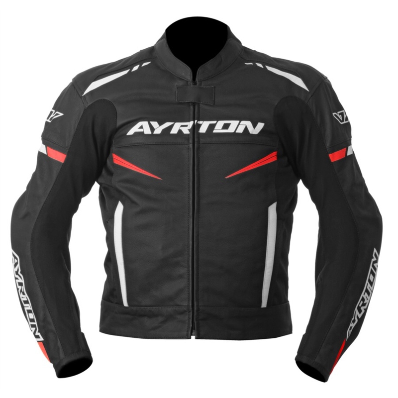 Ayrton Raptor schwarz-weiß-fluorrote Motorradjacke Ausverkauf