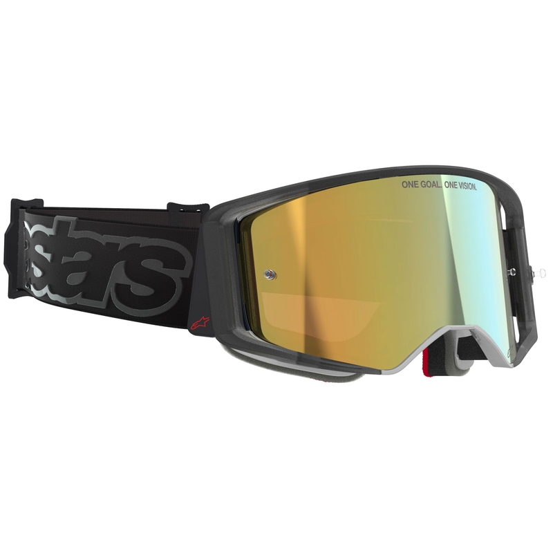 Alpinestars Supertech Vision Vista Motocrossbrille schwarz mit verspiegelter Goldlinse