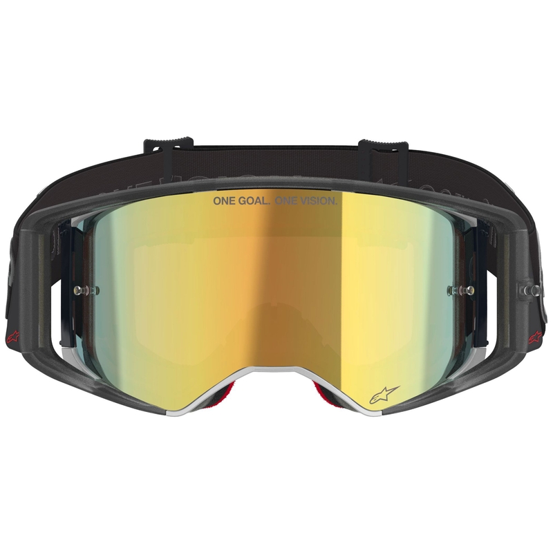 Alpinestars Supertech Vision Vista Motocrossbrille schwarz mit verspiegelter Goldlinse