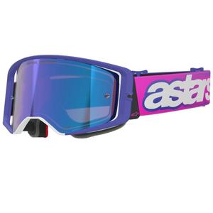 Alpinestars Supertech Vision Vista Motocrossbrille lila-fluo pink mit verspiegelter blauer Linse