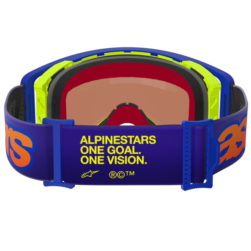 Alpinestars Supertech Vision Vista blau-gelb-lila Motocross-Brille mit verspiegelter roter Linse