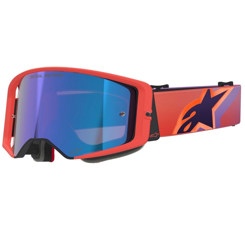 Alpinestars Supertech Vision Corp orange-violette Motocross-Brille mit verspiegelter blauer Linse