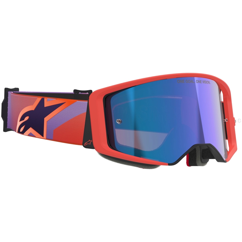 Alpinestars Supertech Vision Corp orange-violette Motocross-Brille mit verspiegelter blauer Linse